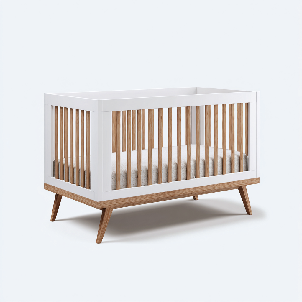 Lit bébé en bois massif 120x60x90 cm - blanc - bois naturel - design moderne pour chambre de bébé-Warmthova