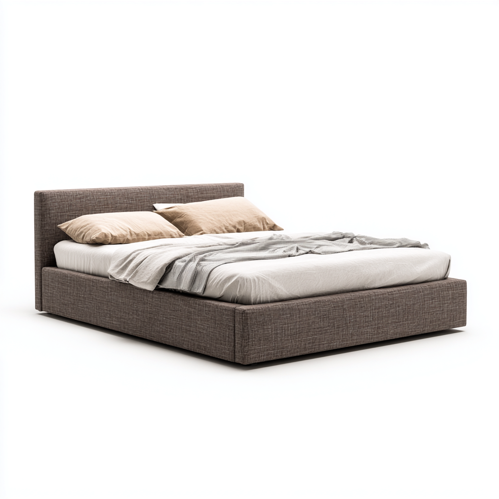 Lit double tissu 200x180x90 cm - marron - adapté à la chambre - design moderne-Warmthova