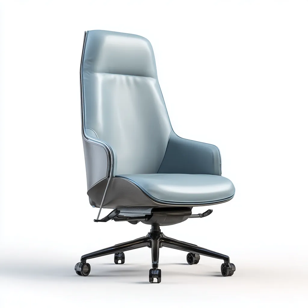 Chaise de bureau similicuir bleu gris 72x65x125 cm - ergonomique - design moderne - pour bureau-Warmthova