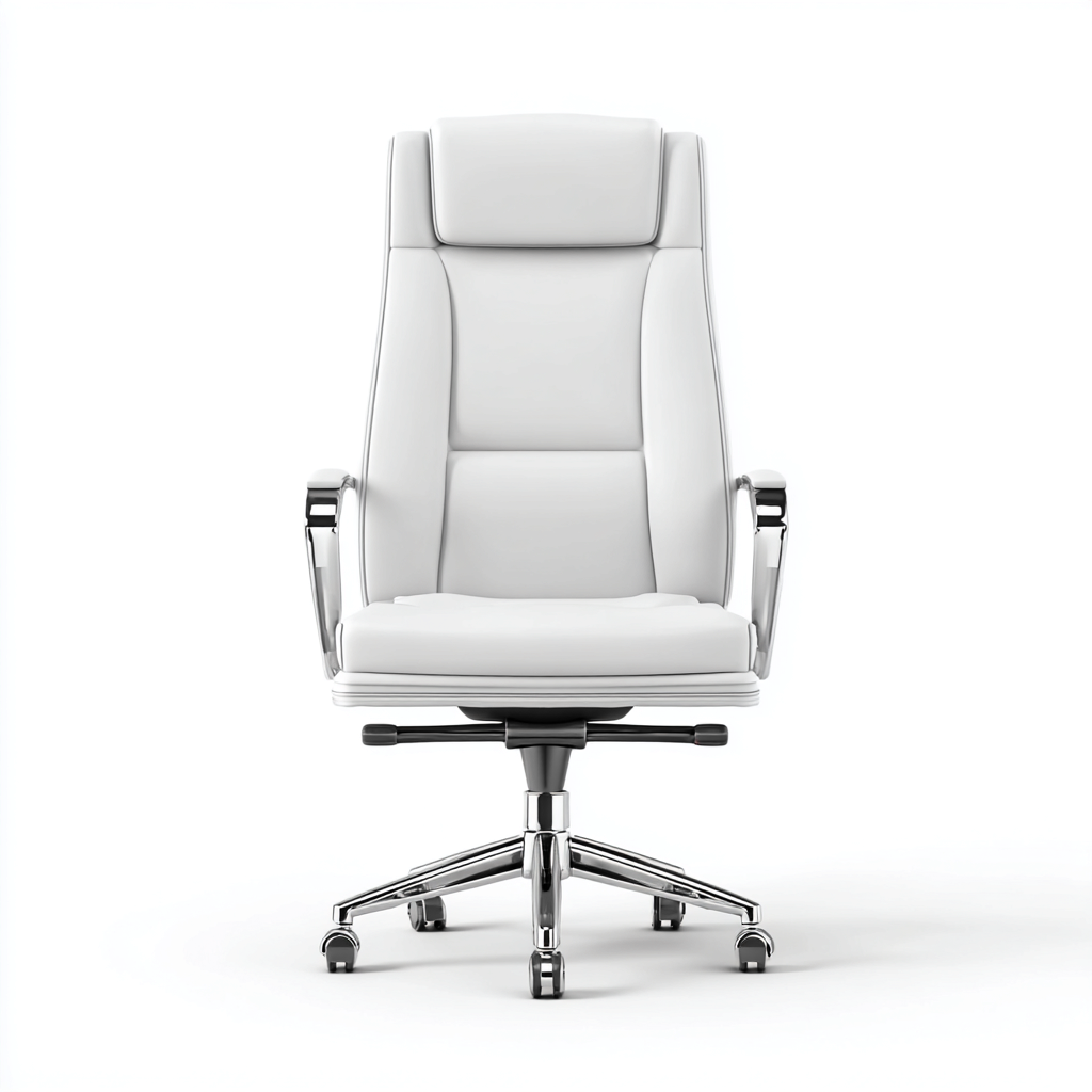 Chaise de bureau similicuir blanc 65x65x120 cm - ergonomique - design moderne - pour bureau-Warmthova