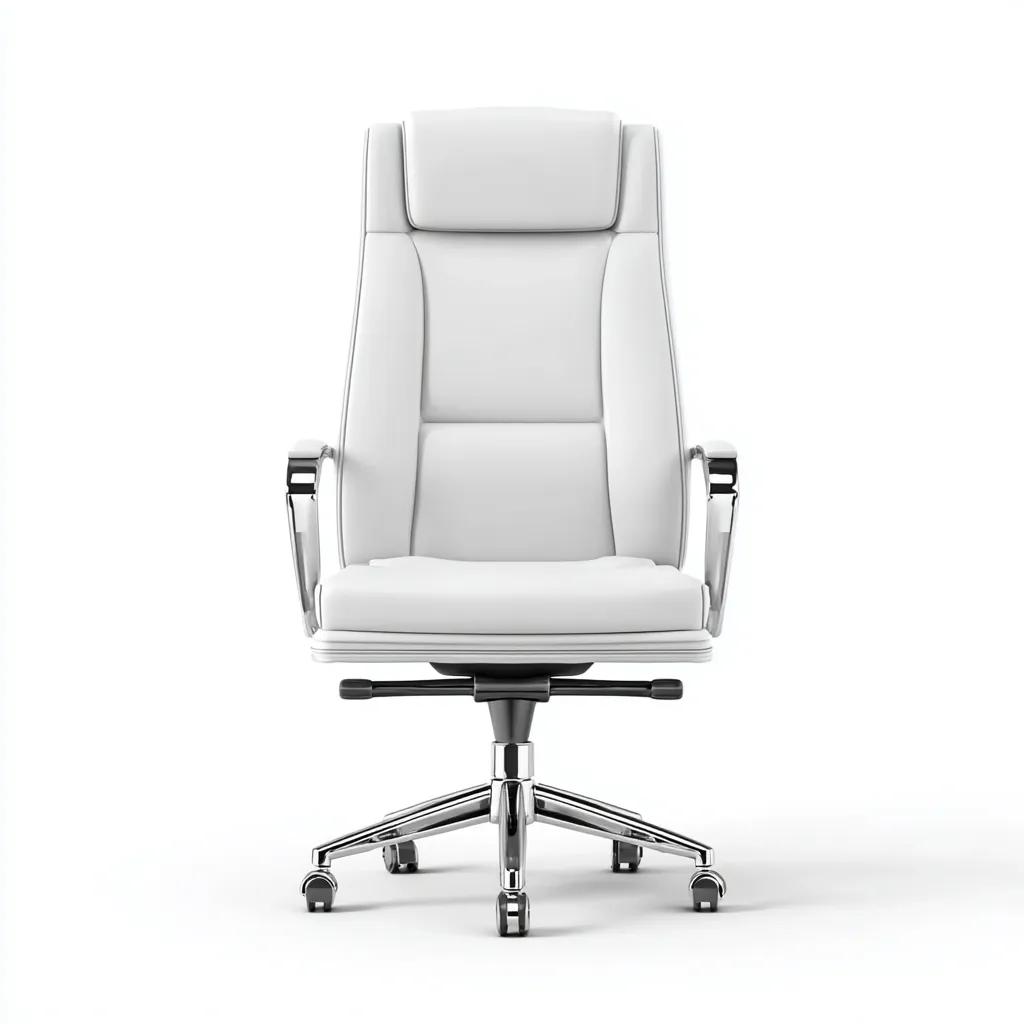 Chaise de bureau similicuir blanc 65x65x120 cm - ergonomique - design moderne - pour bureau-Warmthova