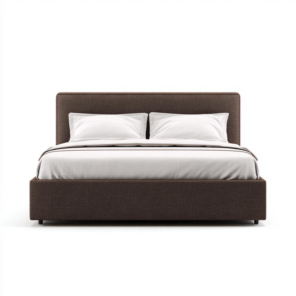 Lit double tissu 200x180x110 cm - marron - adapté à la chambre - design moderne-Warmthova