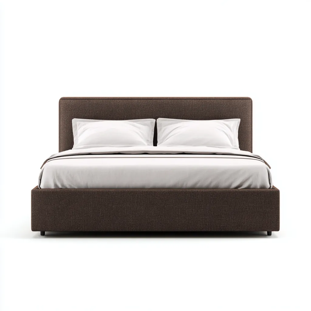 Lit double tissu 200x180x110 cm - marron - adapté à la chambre - design moderne-Warmthova