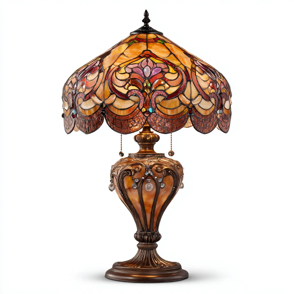 Lampe de table verre et métal 30x30x55 cm - multicolore - style Tiffany adapté au salon-Warmthova