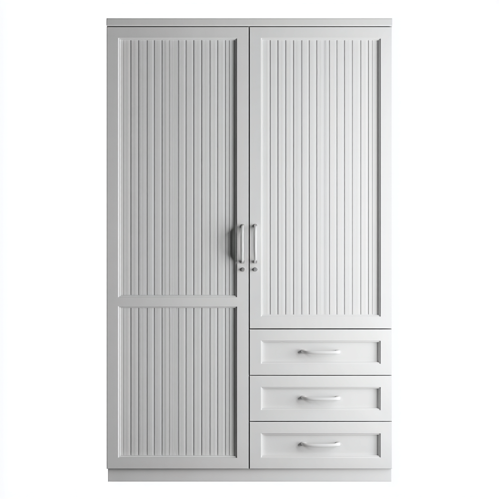 Armoire bois 100x55x190 cm - blanc avec rangements - adaptée à la chambre - style moderne-Warmthova