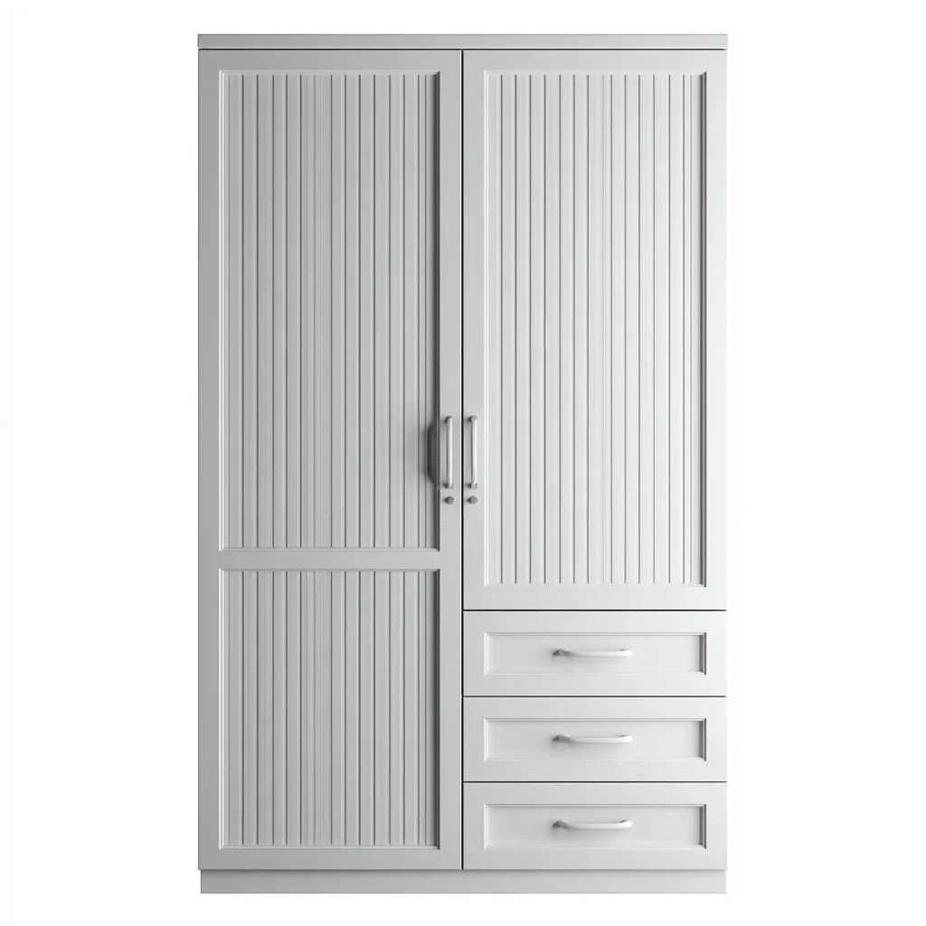 Armoire bois 100x55x190 cm - blanc avec rangements - adaptée à la chambre - style moderne-Warmthova