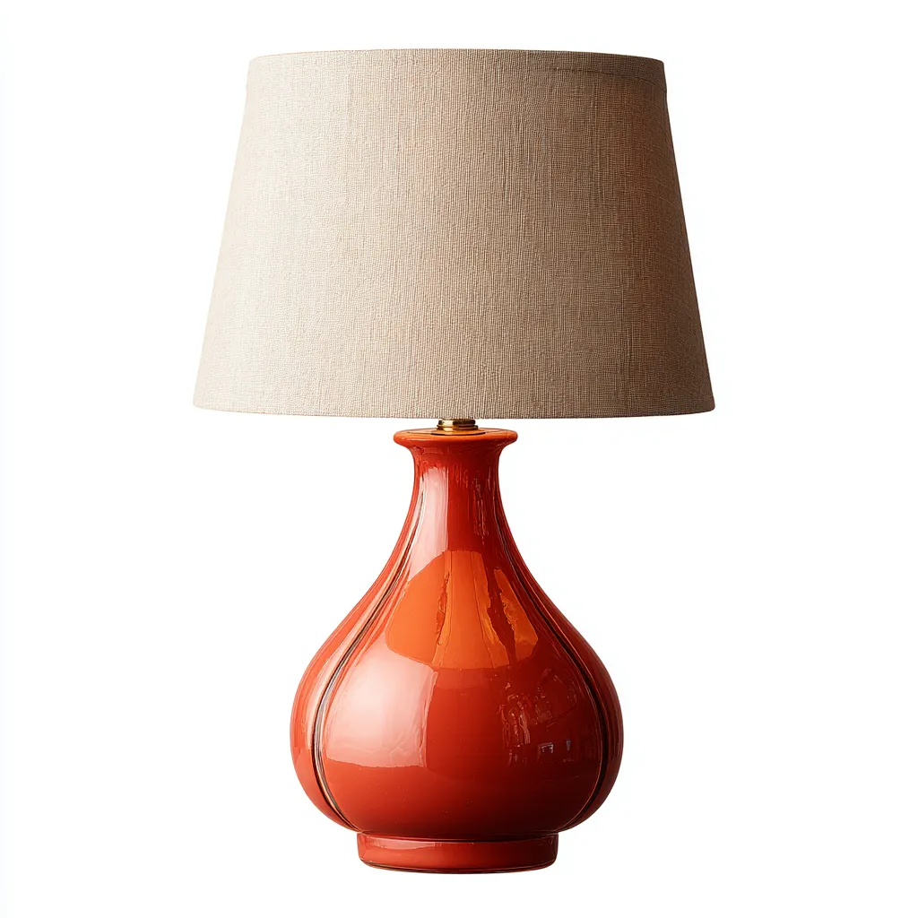 Lampe de table verre et tissu 28x28x50 cm - orangé - adaptée au salon - style moderne-Warmthova