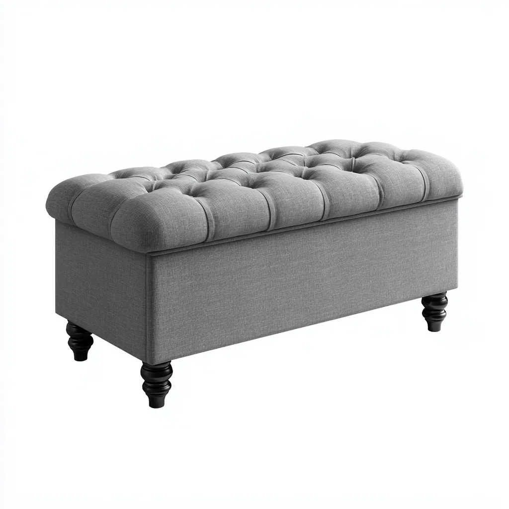 Banc de lit capitonné tissu avec rangement 100x40x46 cm - gris - style classique pour chambre-Warmthova