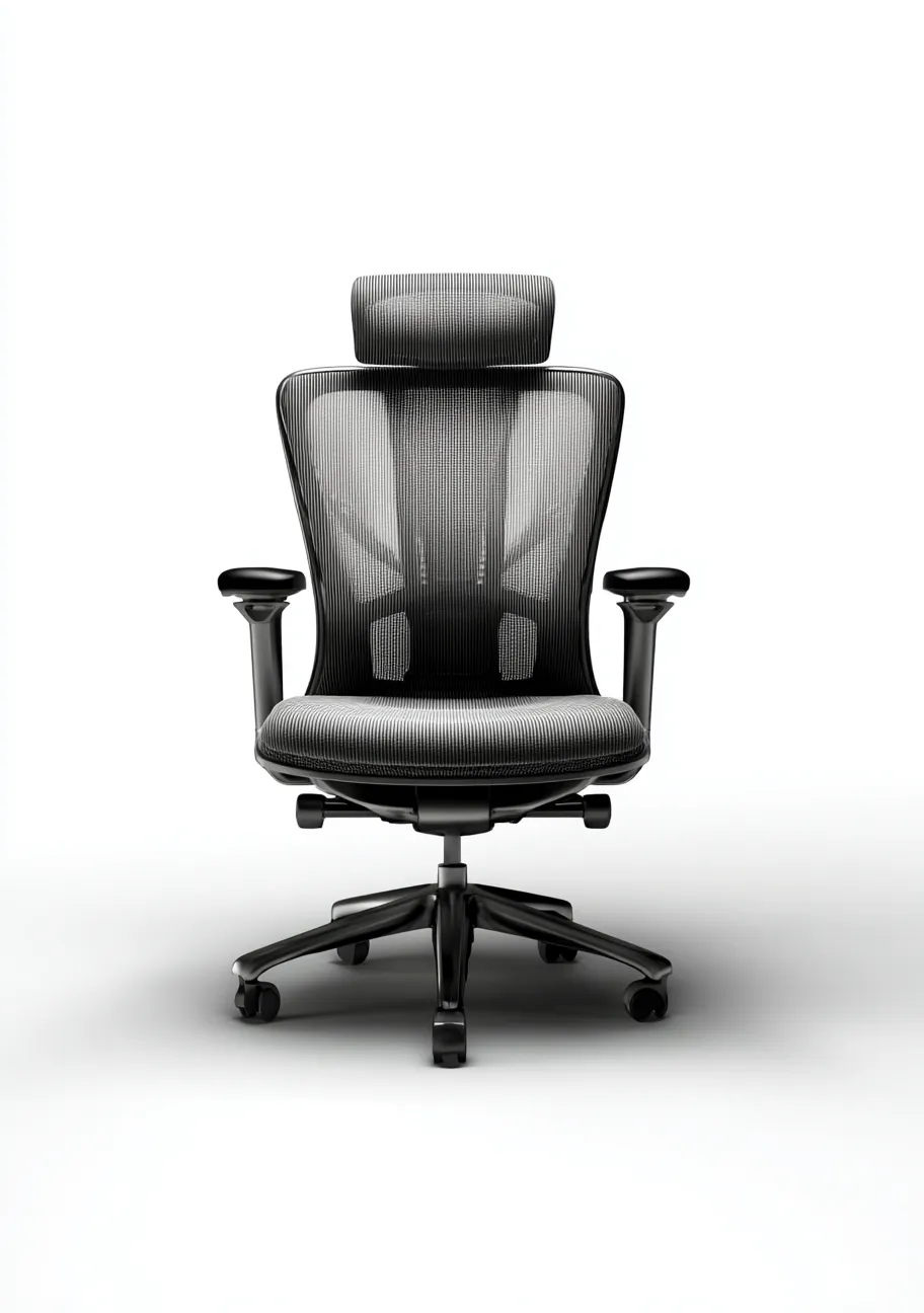 Chaise de bureau maille noir 70x68x125 cm - ergonomique - design respirant - pour bureau-Warmthova