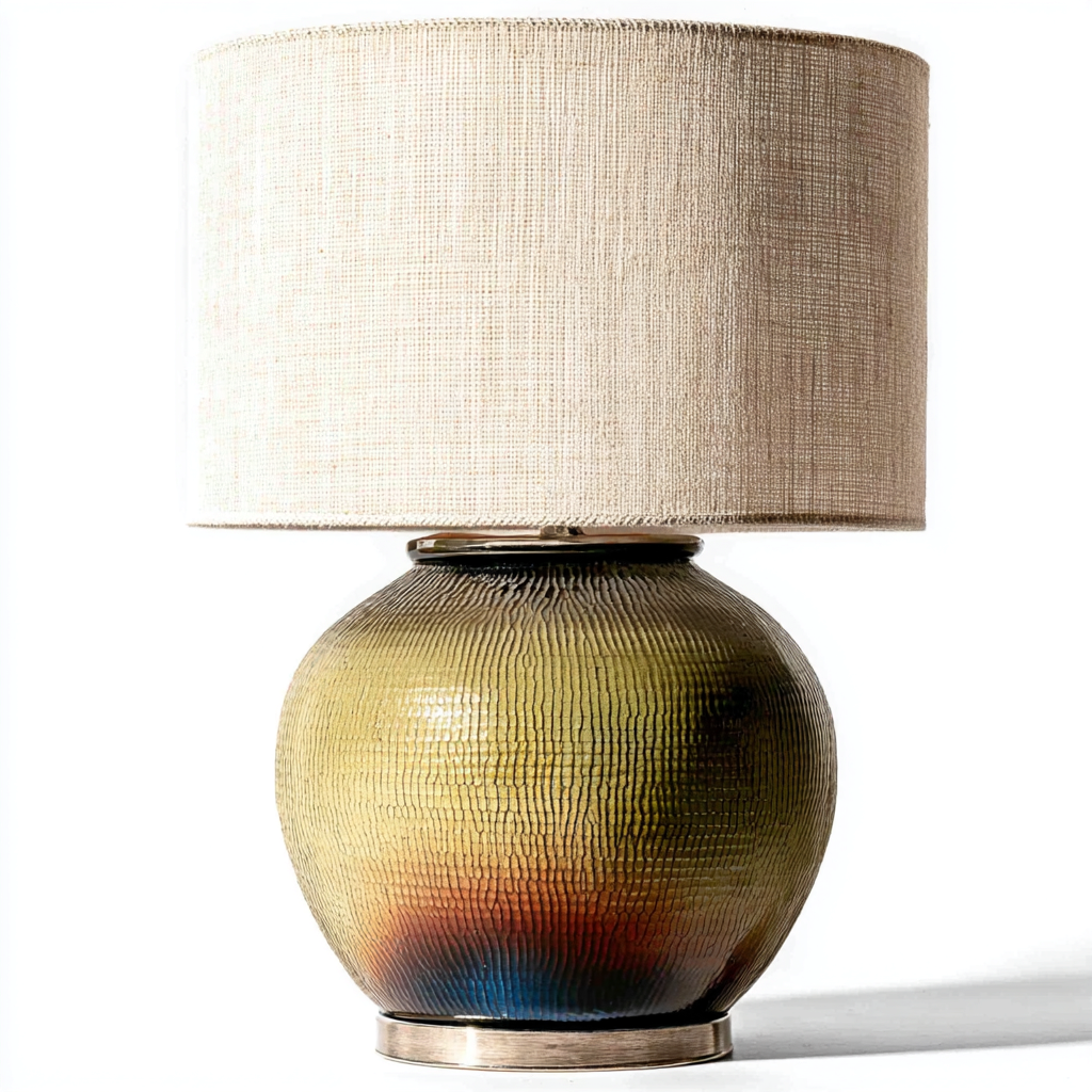 Lampe de table céramique et tissu 30x30x50 cm - multicolore - style moderne adapté au salon-Warmthova