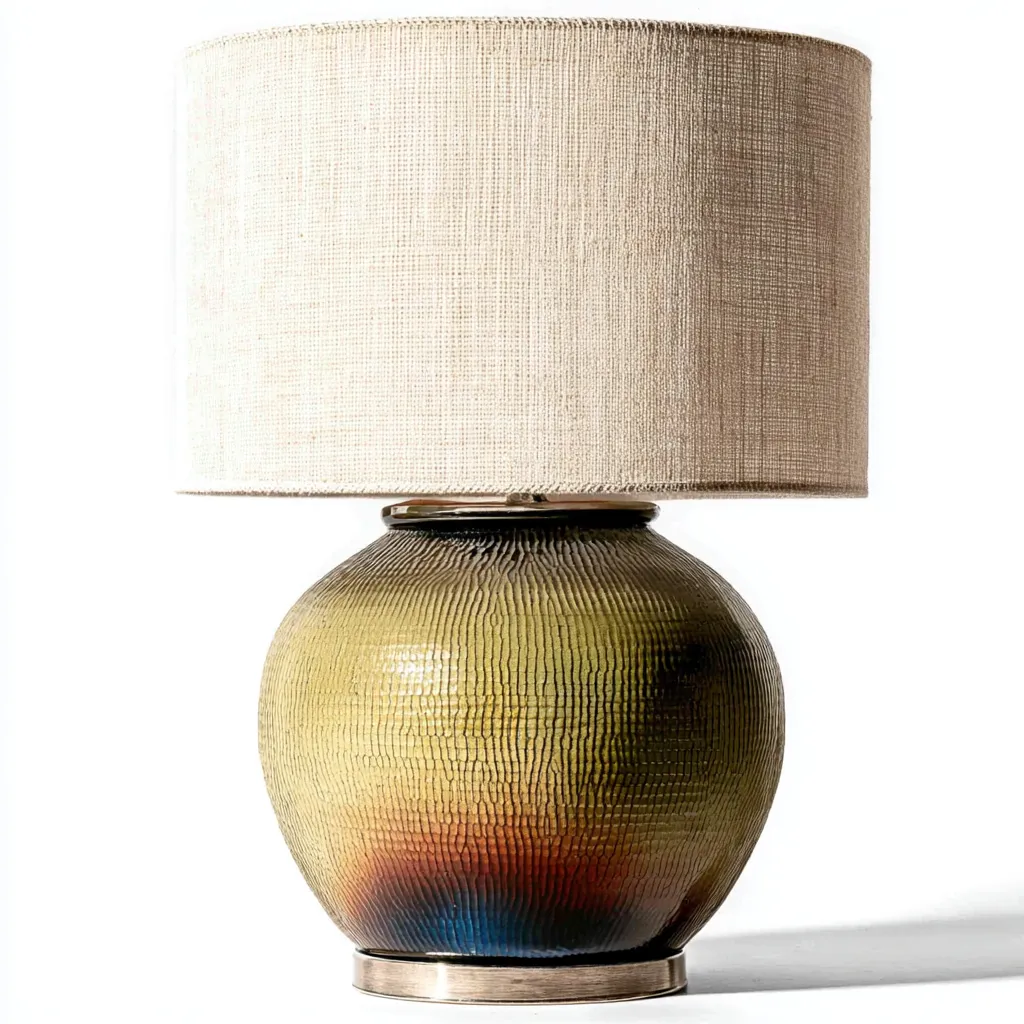 Lampe de table céramique et tissu 30x30x50 cm - multicolore - style moderne adapté au salon-Warmthova