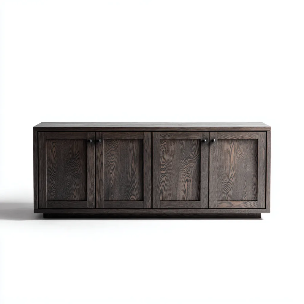 Meuble TV bois 150x40x55 cm - chêne noir - design moderne adapté au salon-Warmthova