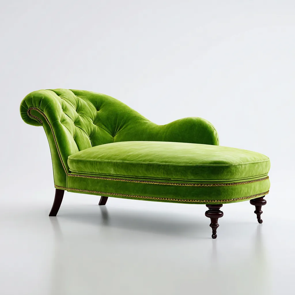 Chaise longue en velours 168x75x88 cm - vert - adaptée au salon - style classique-Warmthova