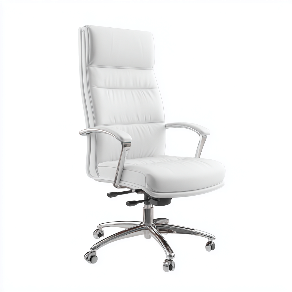 Chaise de bureau similicuir blanc 70x68x125 cm - ergonomique - design moderne - pour bureau-Warmthova