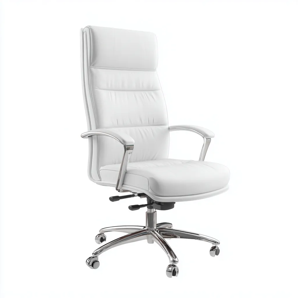 Chaise de bureau similicuir blanc 70x68x125 cm - ergonomique - design moderne - pour bureau-Warmthova
