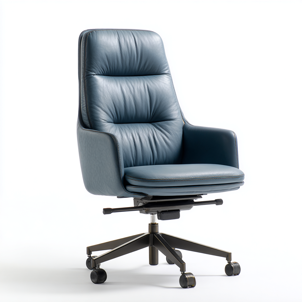 Chaise de bureau similicuir bleu gris 73x66x124 cm - ergonomique - design moderne - pour bureau-Warmthova