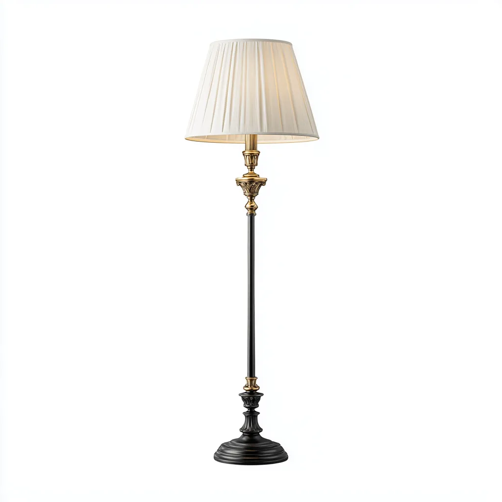 Lampadaire métal 38x38x165 cm - noir - doré - beige - style classique - pour salon-Warmthova