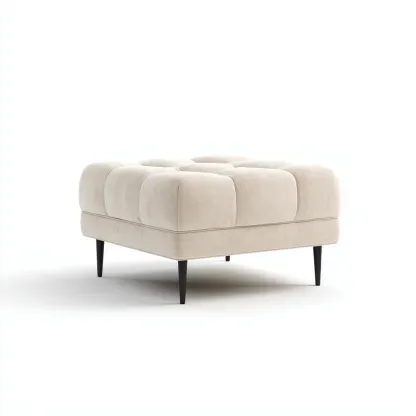 Pouf en tissu 80x80x42 cm - beige - adapté au salon - design moderne-Warmthova