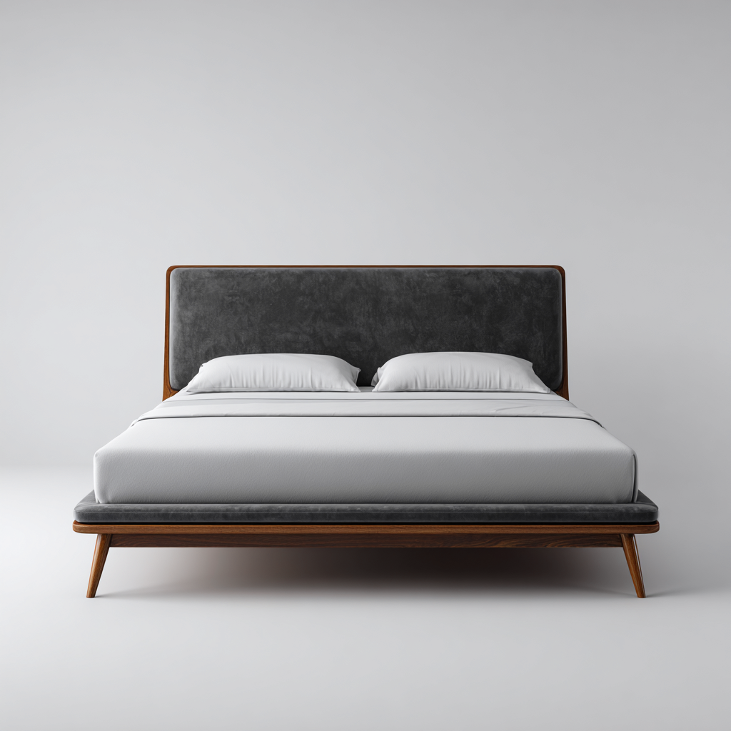 Lit double tissu 200x180x125 cm - gris - adapté à la chambre - design moderne-Warmthova