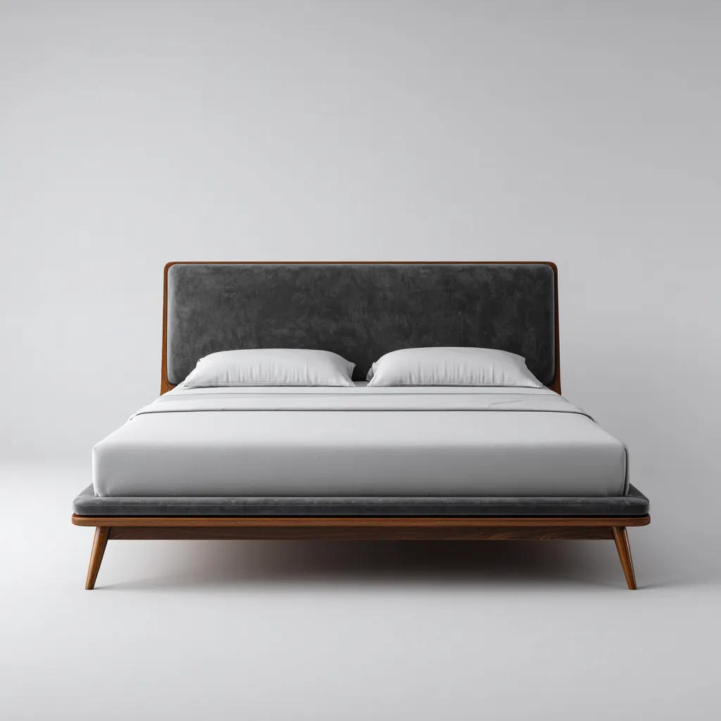 Lit double tissu 200x180x125 cm - gris - adapté à la chambre - design moderne-Warmthova