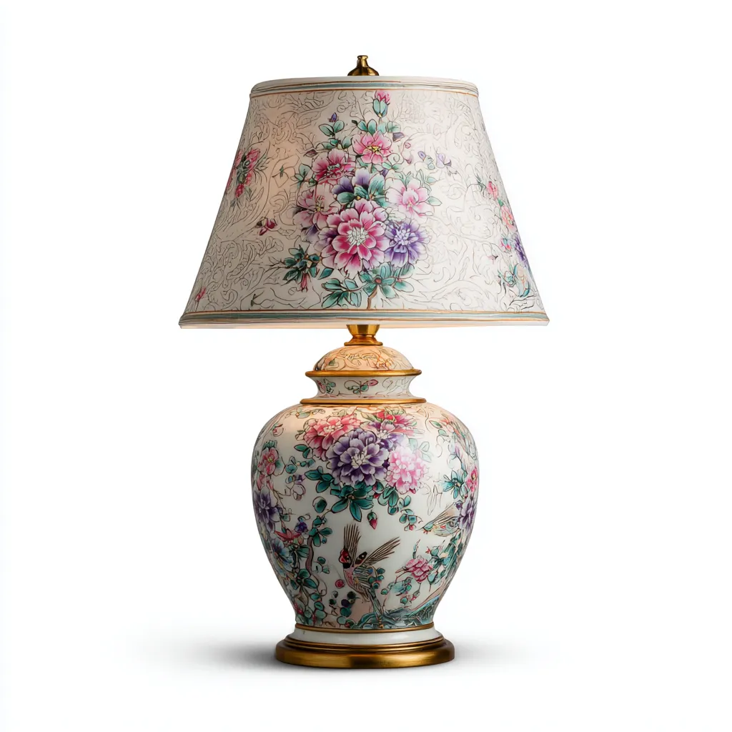 Lampe de table céramique et métal 32x32x60 cm - multicolore - style classique adapté au salon-Warmthova