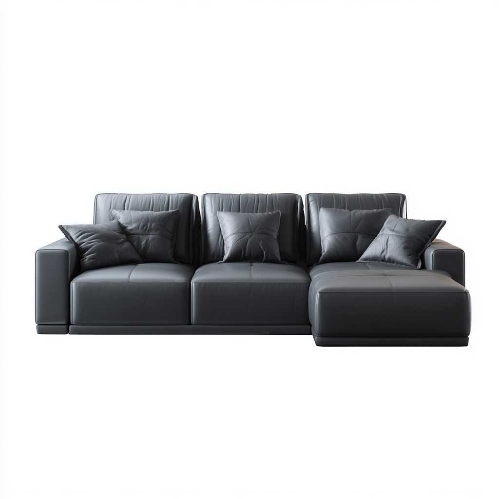 Canapé d'angle cuir 275x165x90 cm - gris foncé - design moderne adapté au salon-Warmthova