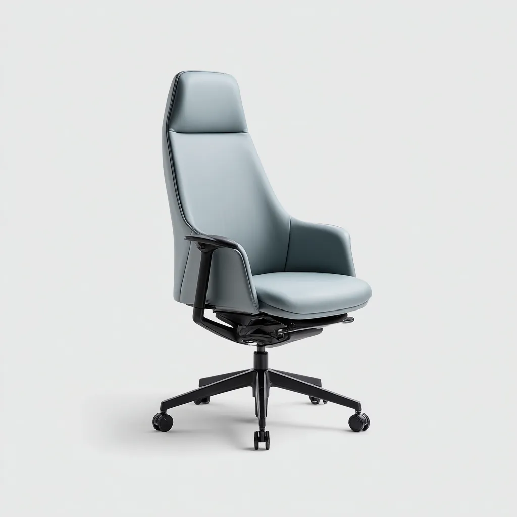 Chaise de bureau similicuir bleu gris 69x63x124 cm - ergonomique - design contemporain - pour bureau-Warmthova