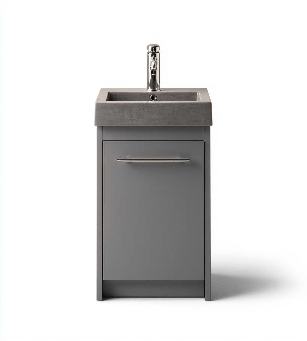 Meuble vasque - MDF - 45x40x85 cm - gris - adapté à la salle de bain - design moderne-Warmthova