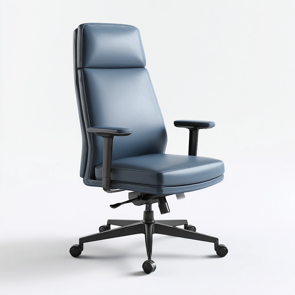 Chaise de bureau similicuir bleu gris 68x66x118 cm - ergonomique - design contemporain - pour bureau-Warmthova