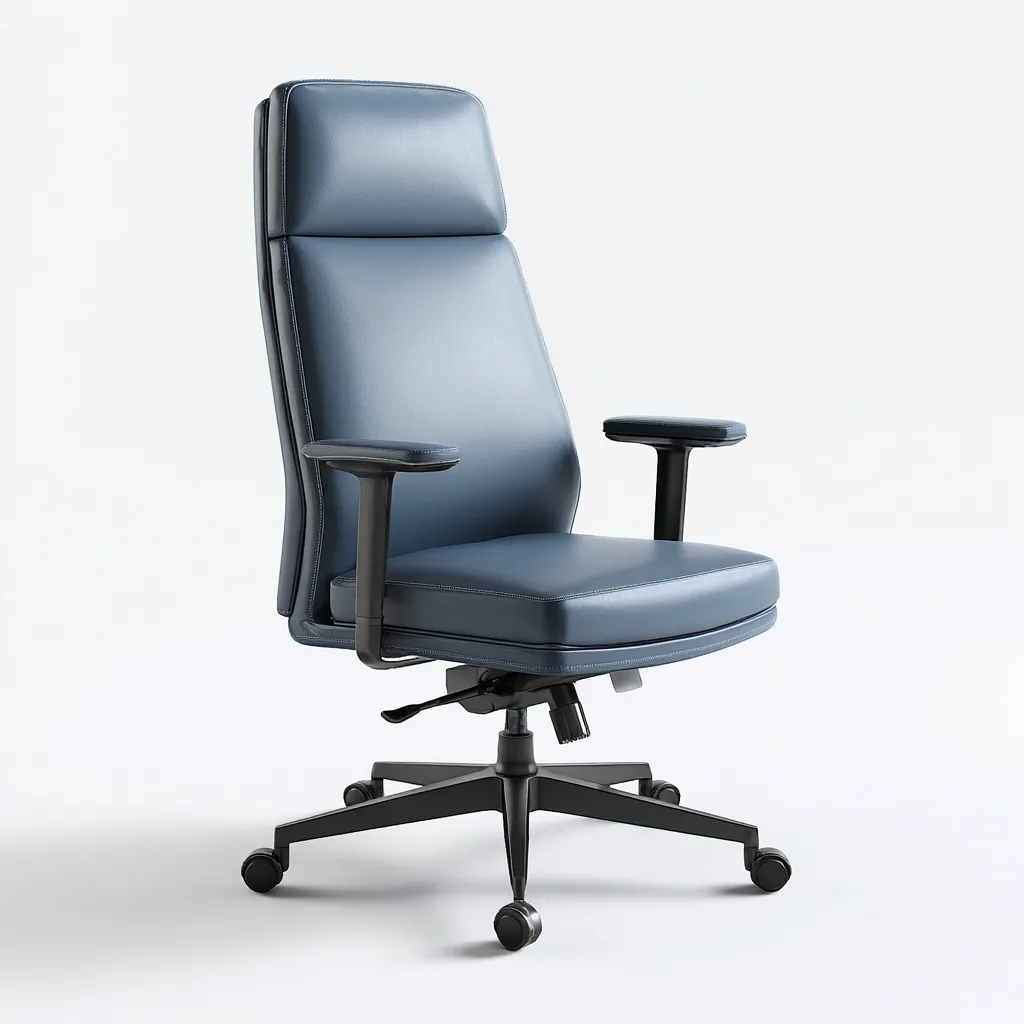 Chaise de bureau similicuir bleu gris 68x66x118 cm - ergonomique - design contemporain - pour bureau-Warmthova