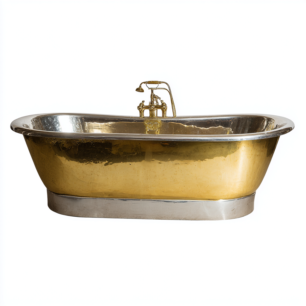 Baignoire - laiton - métal - 175x75x60 cm - or - argent - adaptée à la salle de bain - design classique-Warmthova