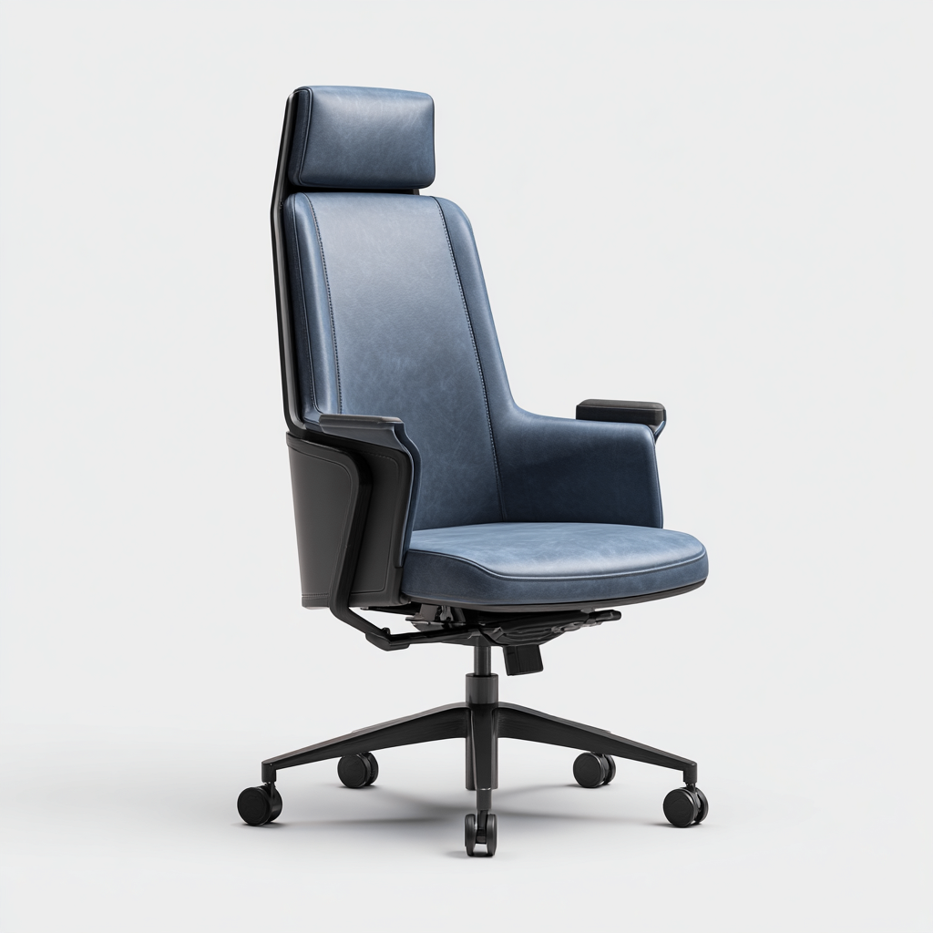 Chaise de bureau similicuir bleu gris 70x64x126 cm - ergonomique - design moderne - pour bureau-Warmthova