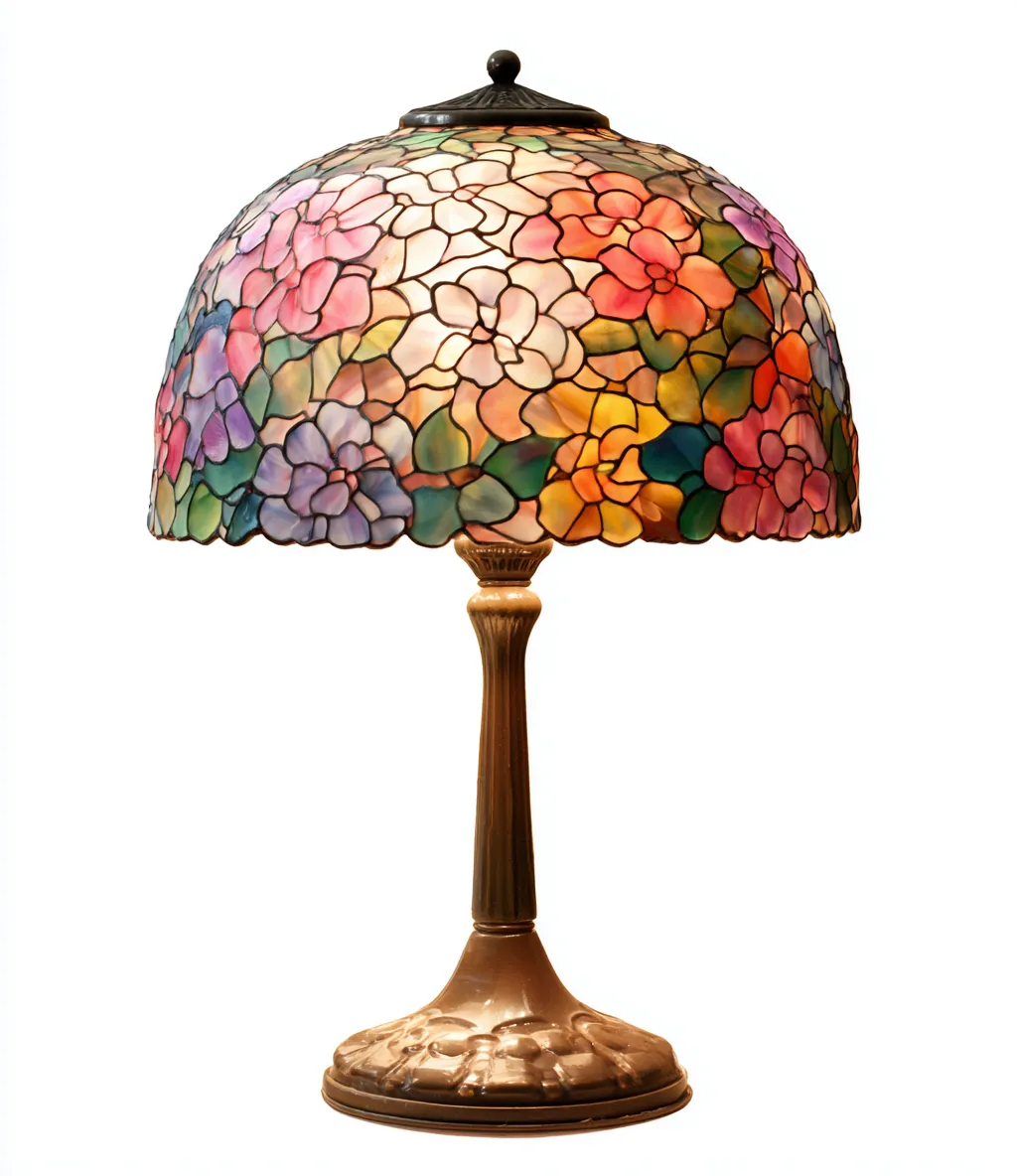 Lampe de table verre vitrail 36x36x58 cm - multicolore - adaptée au salon - style classique-Warmthova