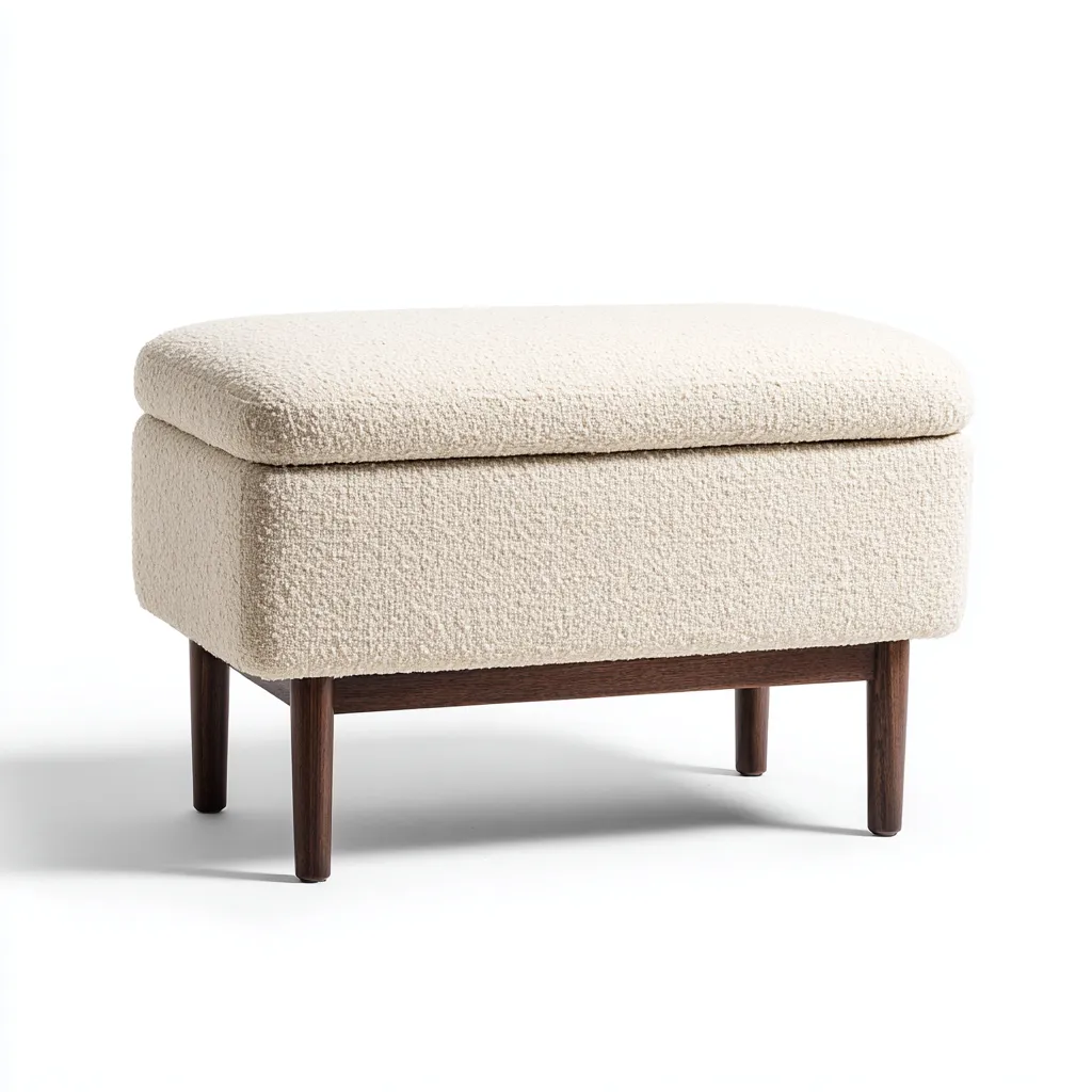 Banc de lit coffre tissu bouclé 60x40x45 cm - beige - design moderne pour chambre-Warmthova