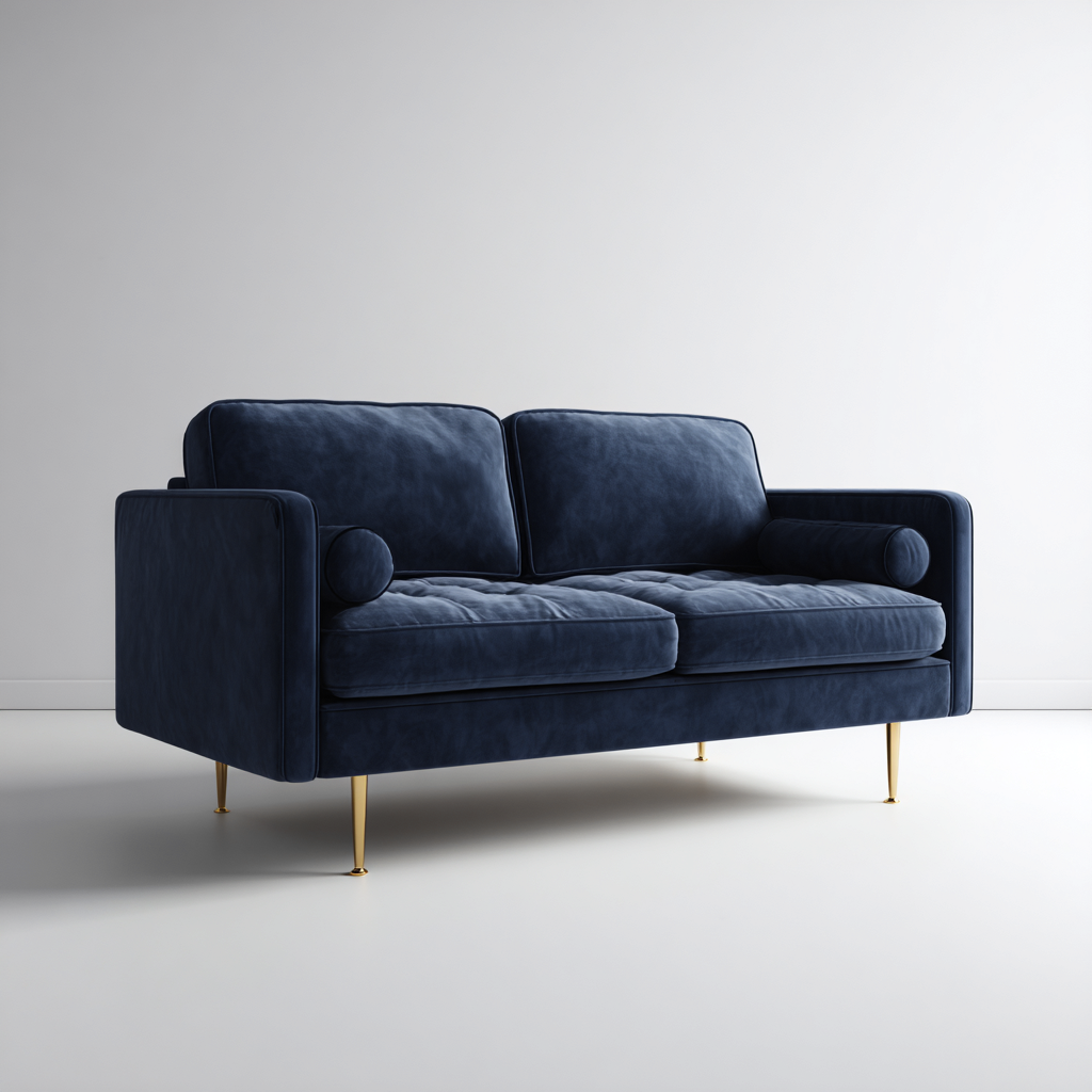 Canapé 2 places tissu 160x85x78 cm - bleu - adapté au salon - style moderne-Warmthova