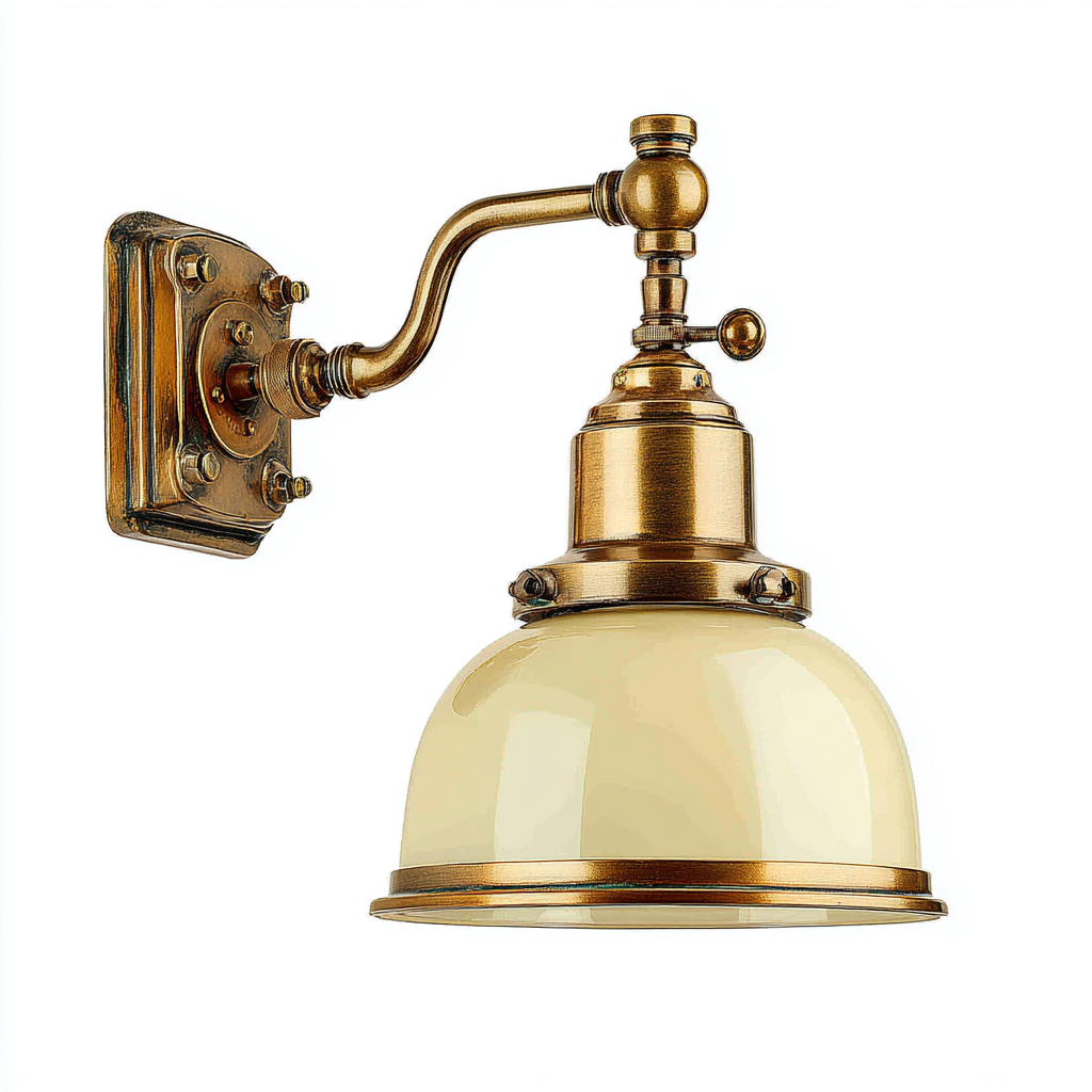 Applique murale métal - verre 15x20x28 cm - laiton - crème - style vintage - pour salon-Warmthova