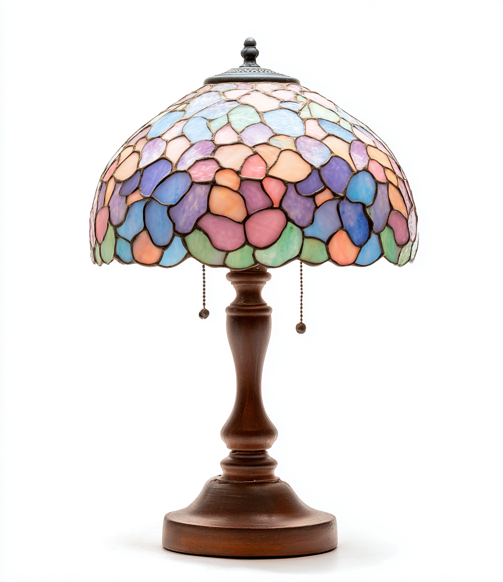 Lampe de table verre vitrail 32x32x52 cm - multicolore - adaptée au salon - style classique-Warmthova