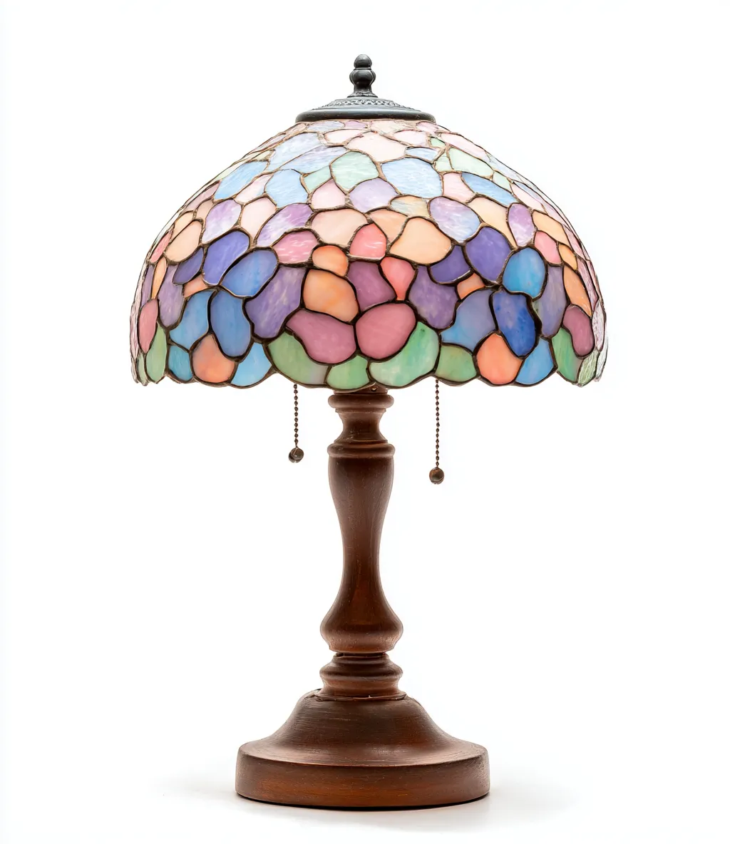 Lampe de table verre vitrail 32x32x52 cm - multicolore - adaptée au salon - style classique-Warmthova
