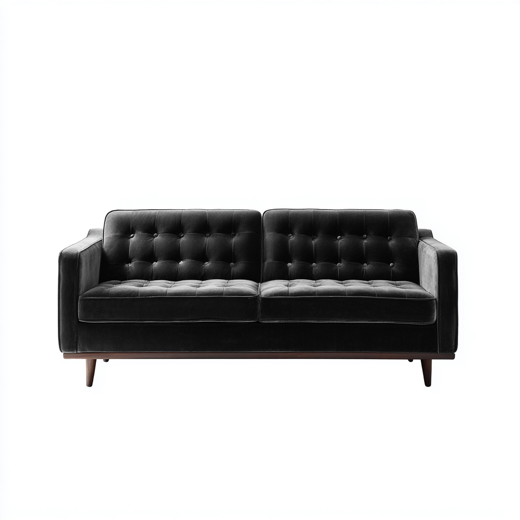 Canapé 2 places en velours 160x85x82 cm - noir - style moderne pour salon-Warmthova