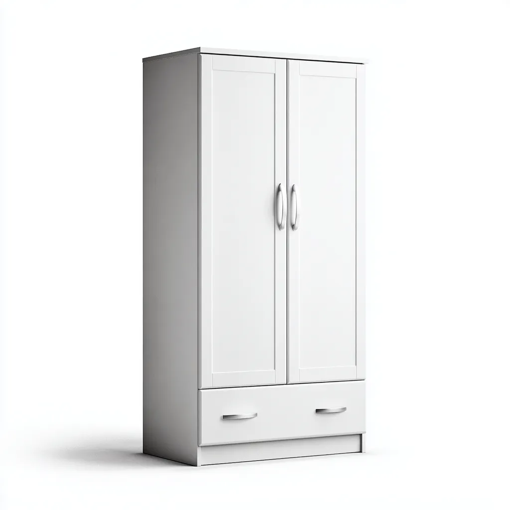 Armoire bois 90x50x185 cm - blanc - adaptée à la chambre - style moderne-Warmthova