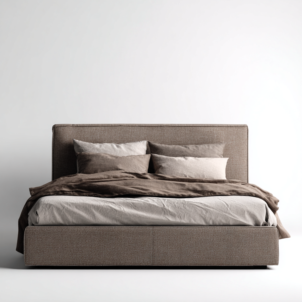 Lit double tissu 200x180x108 cm - marron - adapté à la chambre - design moderne-Warmthova