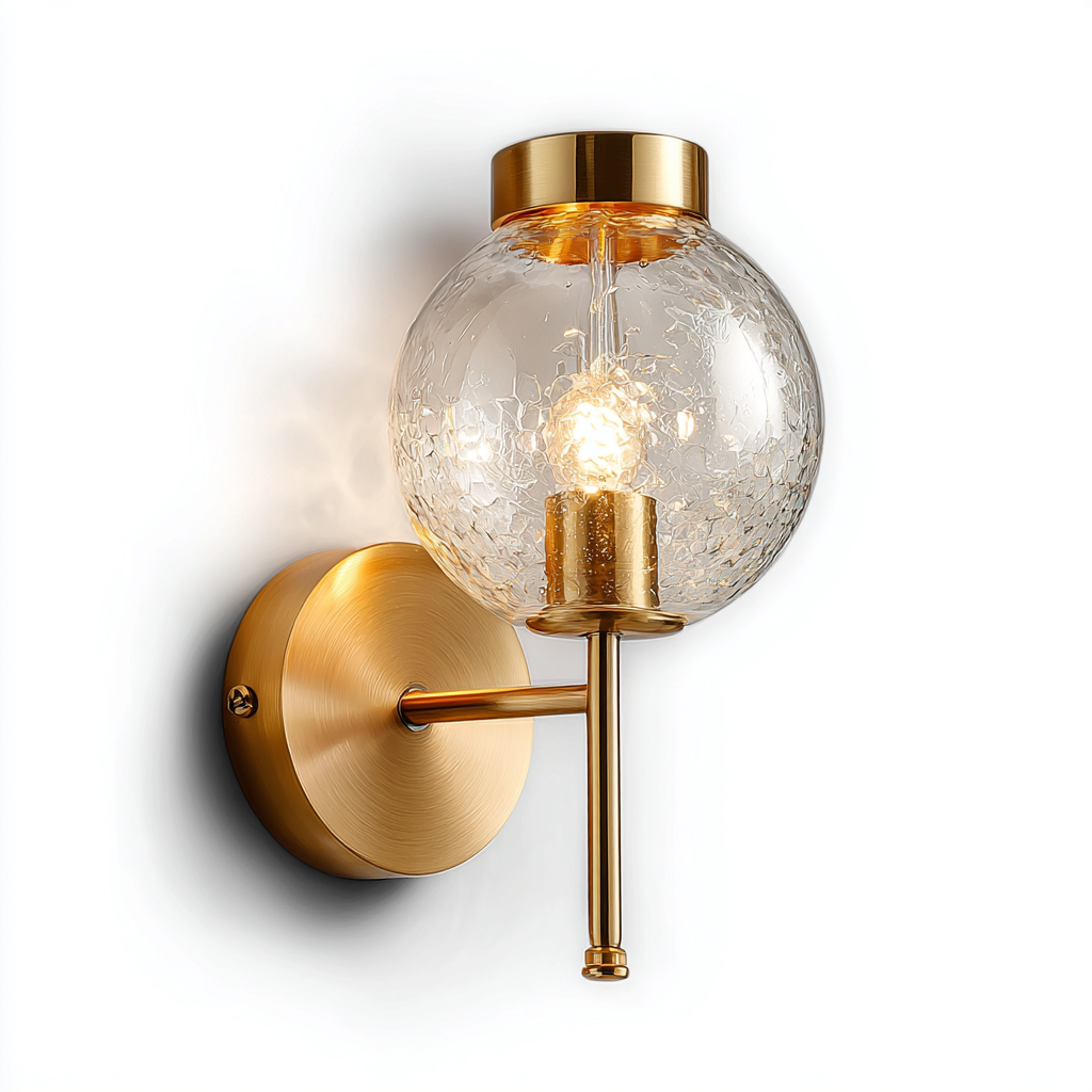 Applique murale métal - verre 15x12x24 cm - laiton - transparent - style moderne - pour salon-Warmthova