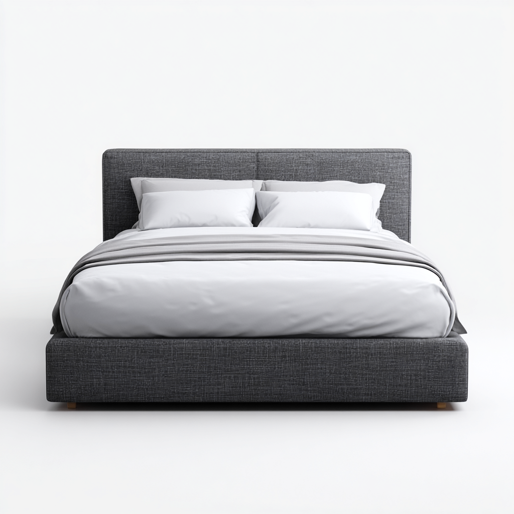 Lit double tissu 200x180x118 cm - gris - adapté à la chambre - design moderne-Warmthova