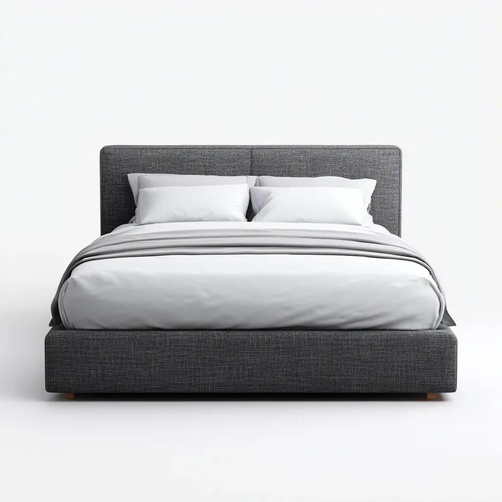 Lit double tissu 200x180x118 cm - gris - adapté à la chambre - design moderne-Warmthova