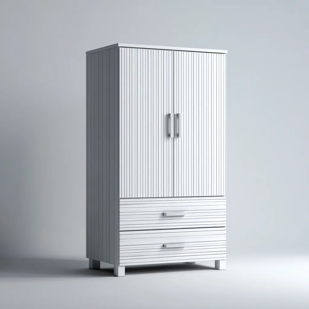 Armoire bois 95x55x185 cm - blanc avec rangements - adaptée à la chambre - style moderne-Warmthova