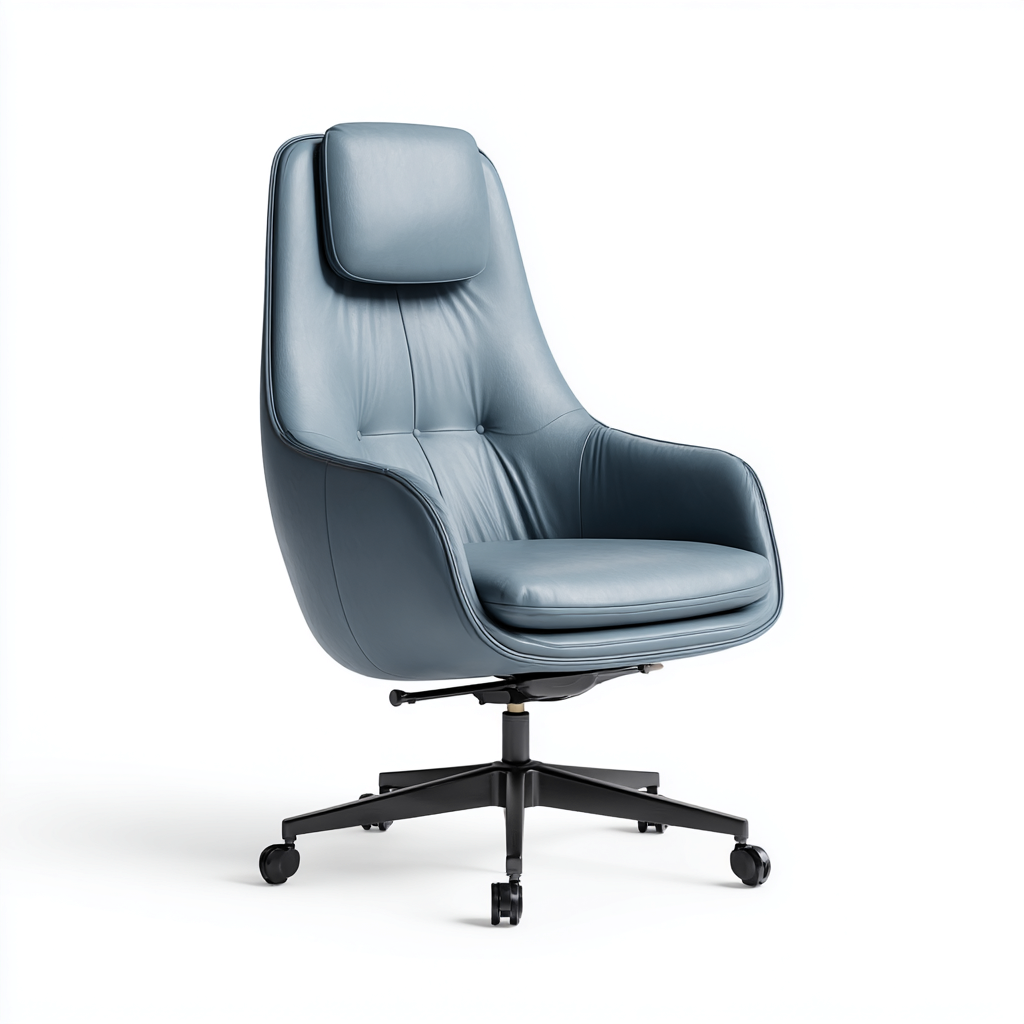 Chaise de bureau similicuir bleu gris 74x67x123 cm - ergonomique - design moderne - pour bureau-Warmthova
