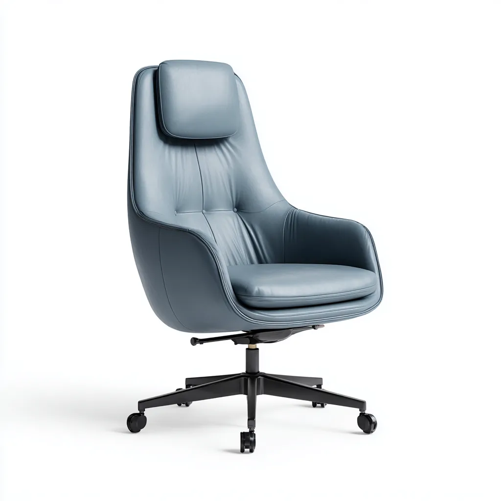 Chaise de bureau similicuir bleu gris 74x67x123 cm - ergonomique - design moderne - pour bureau-Warmthova