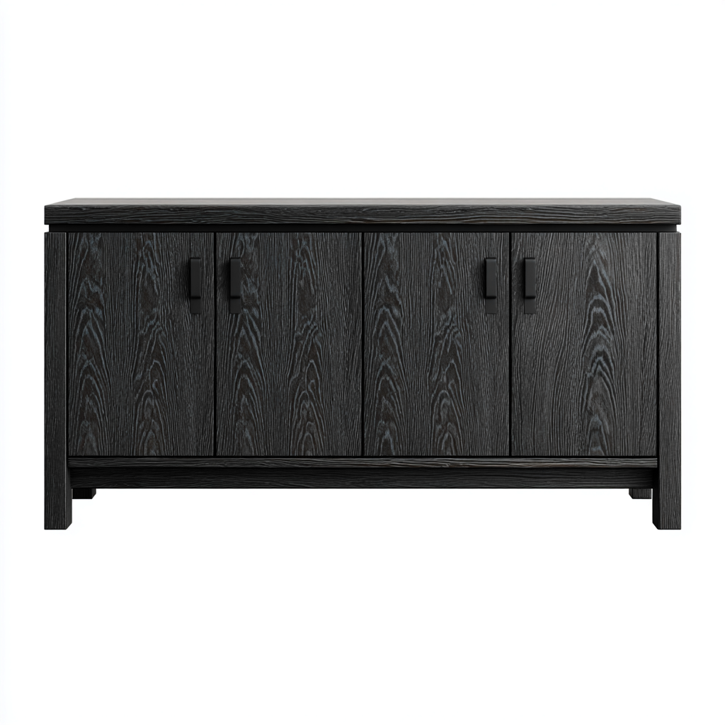 Meuble TV bois 150x40x55 cm - noir - design moderne adapté au salon-Warmthova