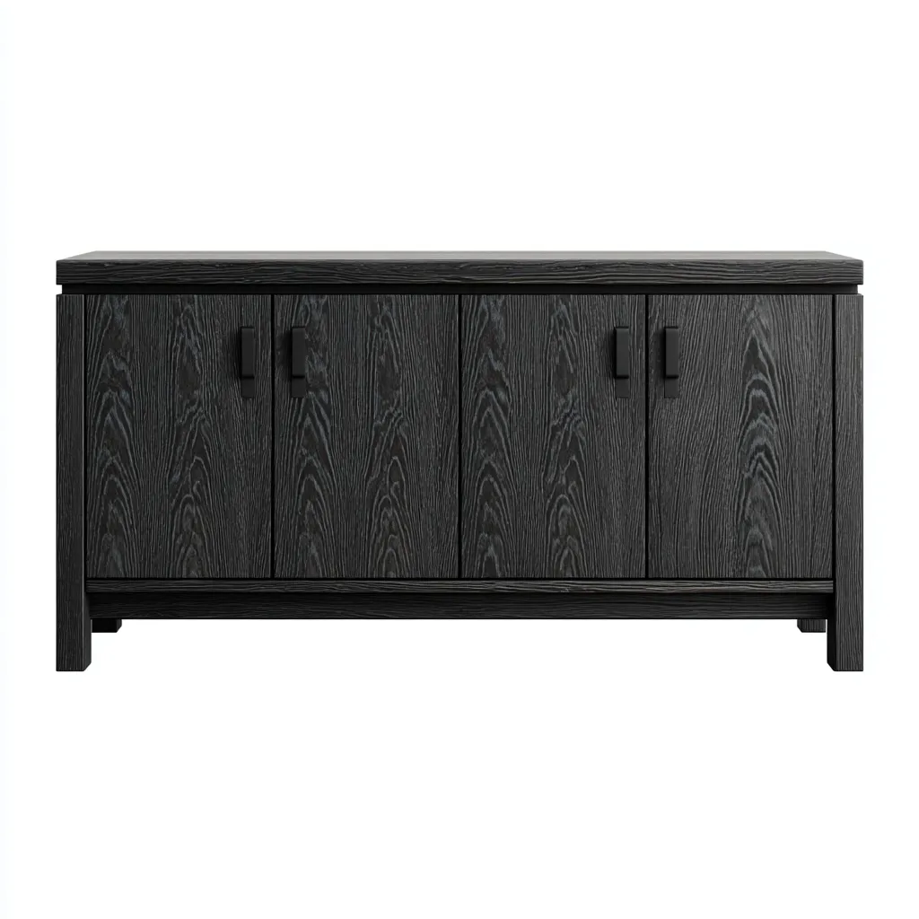 Meuble TV bois 150x40x55 cm - noir - design moderne adapté au salon-Warmthova