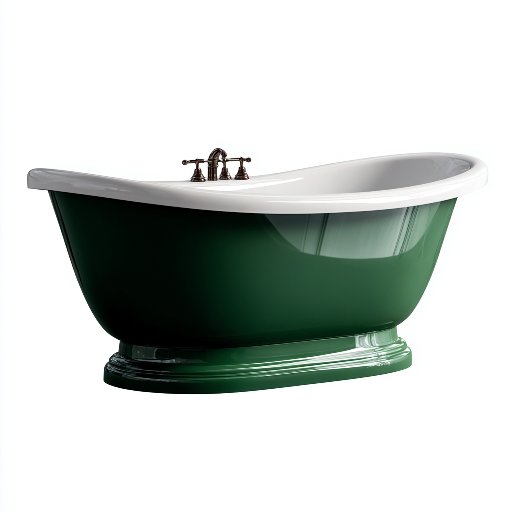 Baignoire - fonte émaillée - 175x80x68 cm - vert - blanc - adaptée à la salle de bain - design classique-Warmthova